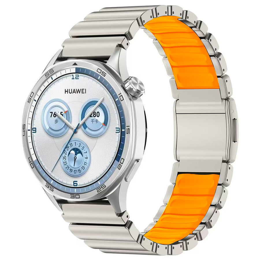 Xiaomi Redmi Watch 5 Active Zore KRD-151 22mm Metal Silikon Kordon - Gümüş-Turuncu