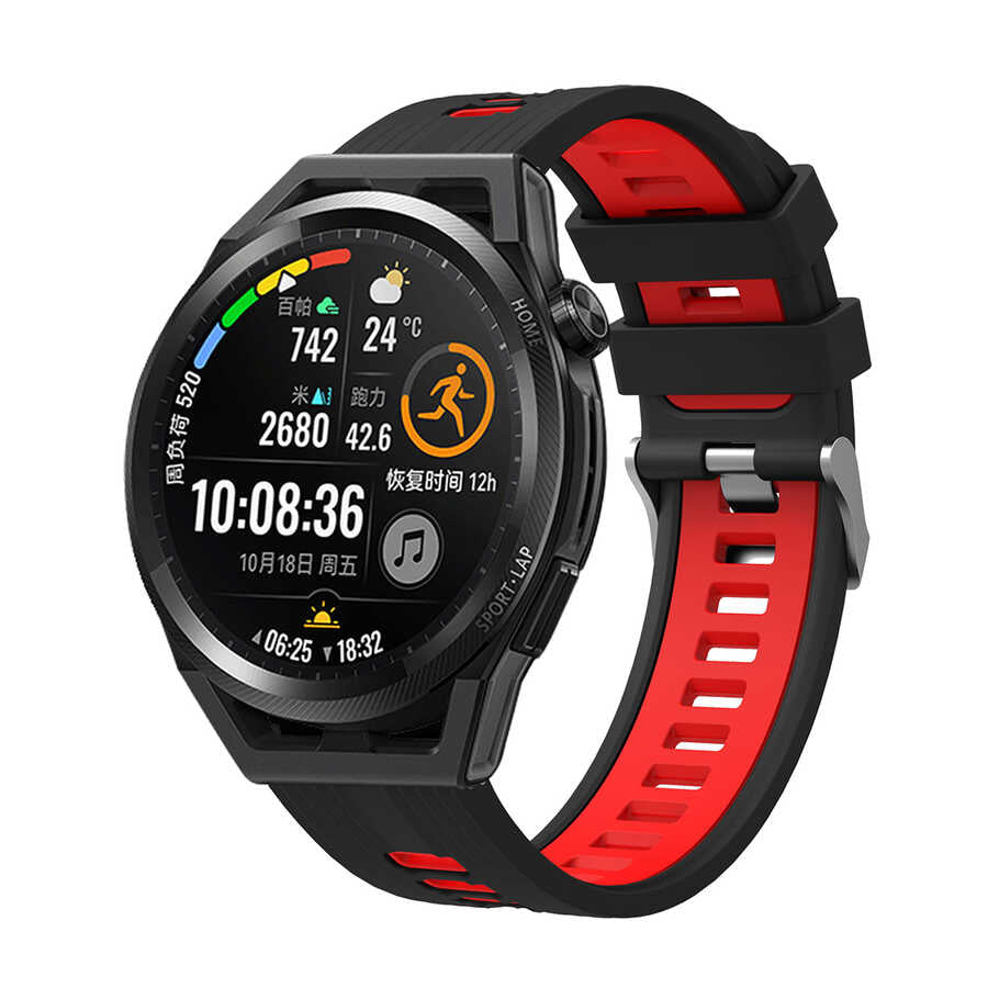 Xiaomi Redmi Watch 5 Active Zore KRD-55 Silikon Kordon - Siyah-Kırmızı