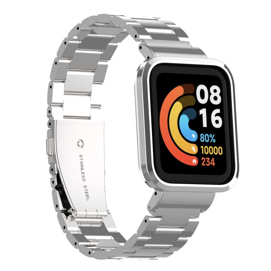 Xiaomi Redmi Watch (Mi Watch Lite) Zore KRD-60 Metal Kordon - Gümüş