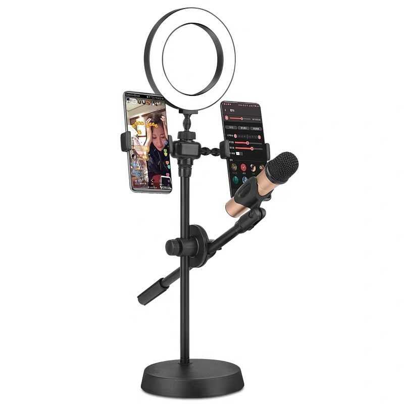 Zore Dual Big Light Işıklı Telefon Tutucu 16 cm Ring Light - Siyah
