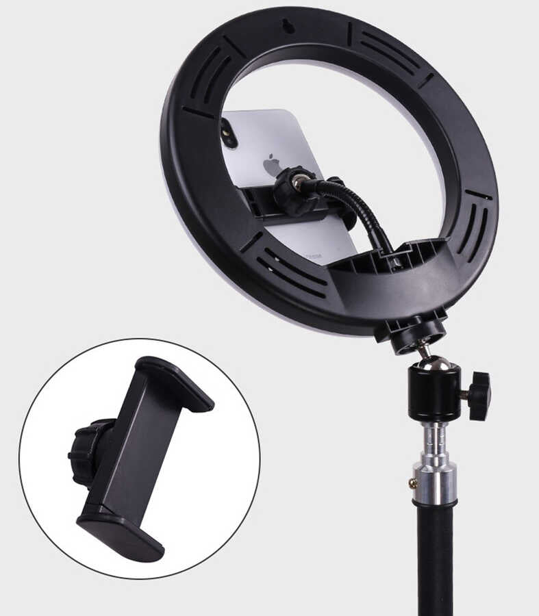Zore M20 Işıklı Telefon Tutucu Ring Light - Siyah