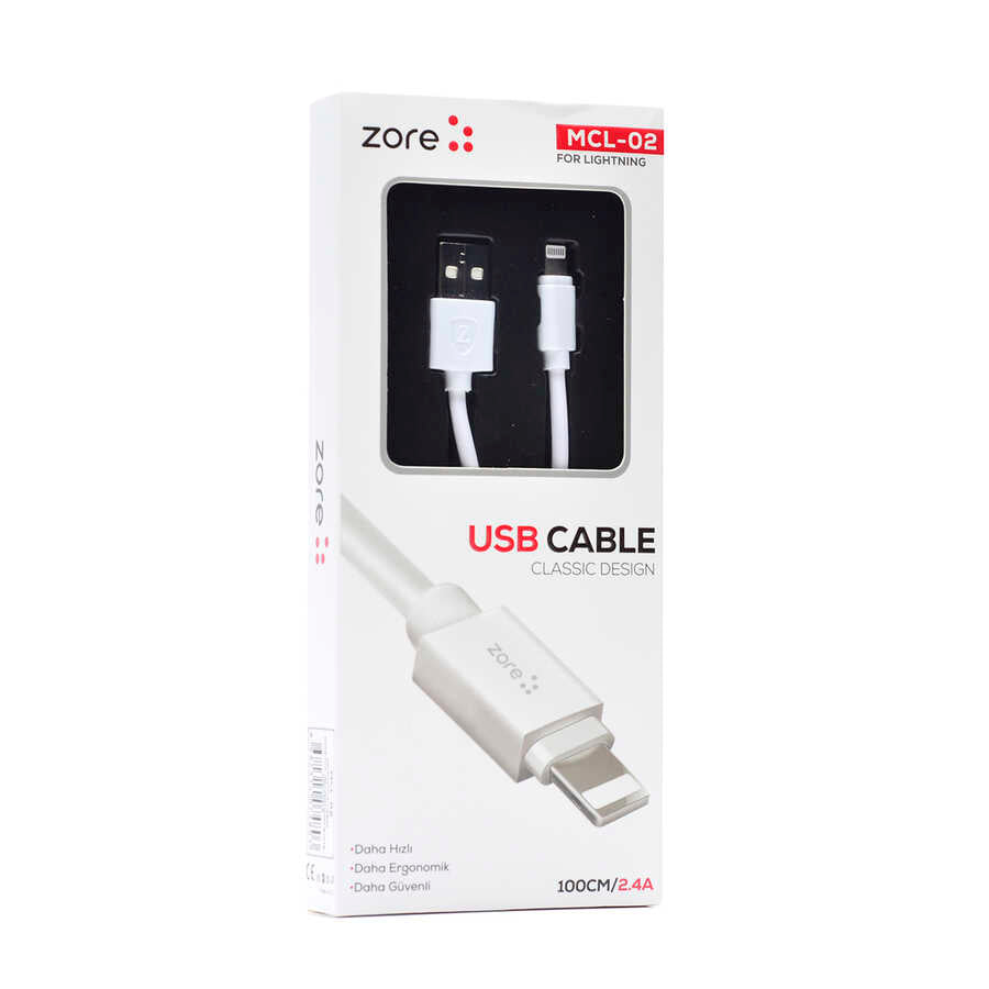 Zore MCL-02 Lightning Usb Kablo - Beyaz