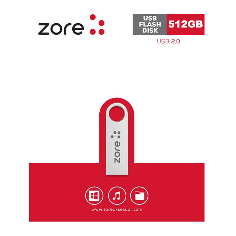 Zore Metal USB 2.0 Flash Disk 512GB - Gümüş