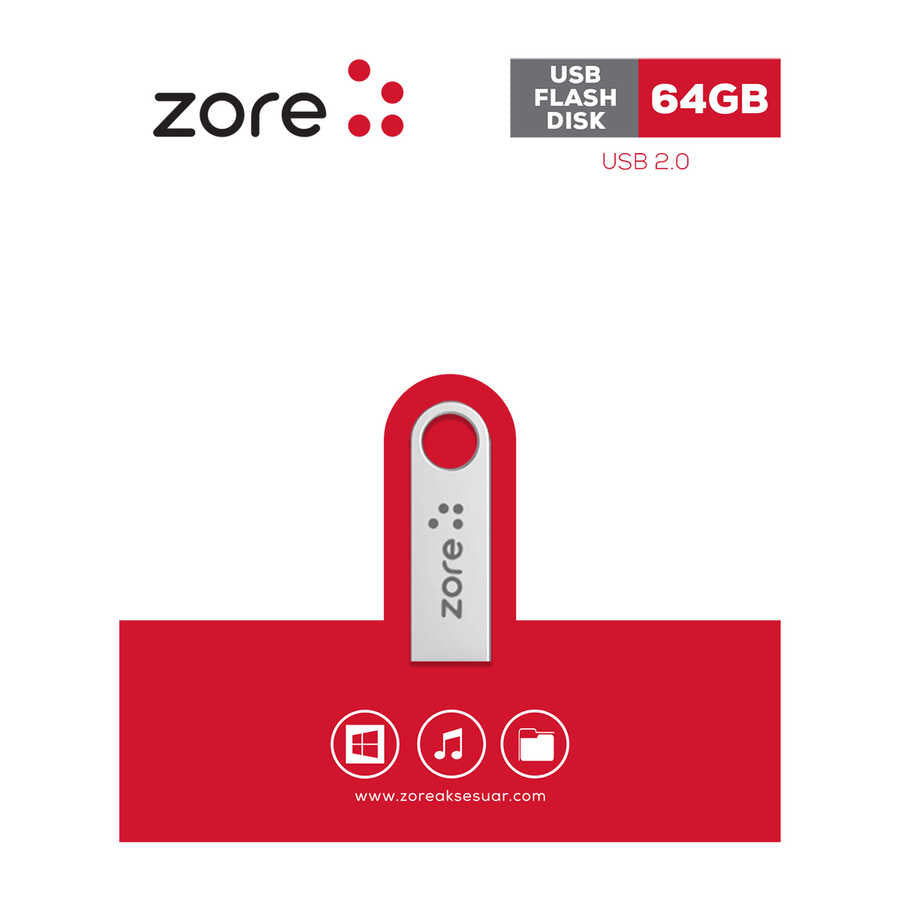 Zore Metal USB Flash Disk 64GB - Gümüş
