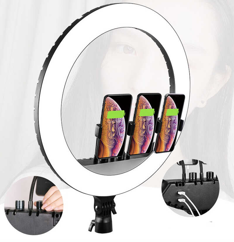 Zore RL-18 Işıklı Telefon Tutucu Ring Light - Siyah