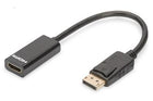 Digutus AK-340400-001-S DisplayPort (DP)  HDMI DP Erkek - HDMI Tip A Dişi, 0.15 metre, siyah