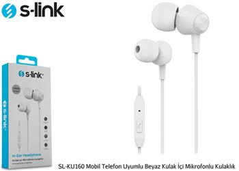 S-link SL-KU160 Mobil Telefon Uyumlu Beyaz Kulak İçi Mikrofonlu Kulaklık
