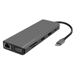 Hytech HY-USBC32 4K-2K Ultra HD Gri Metal 5x USB2.0-USB3.0 100M RJ45 PD, TypeC Data, ö