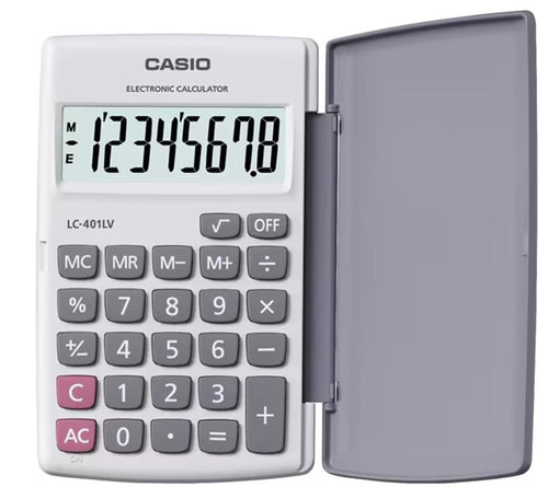 Casio LC-401LV-WE 8 Hane Beyaz Cep Tipi Hesap Makinesi