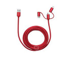 Frisby FA-7558UC 3mt Örgülü USB Data - Şarj Kablo 3in1 (iOS-Android-Type-C) Kırmızı