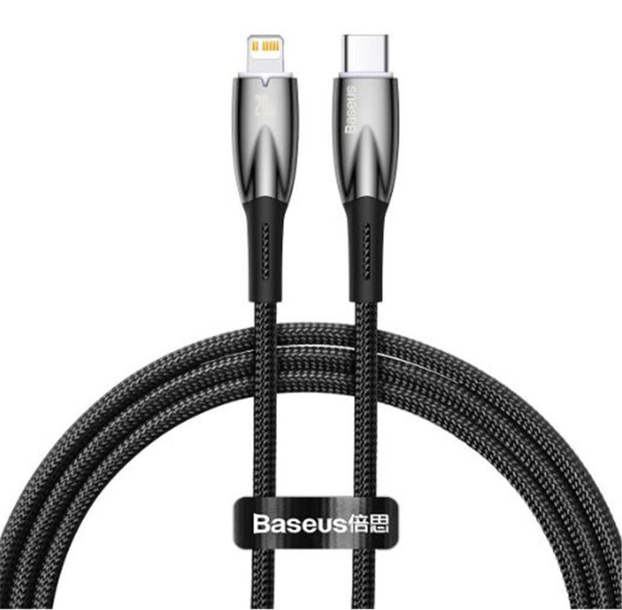 Baseus Glimmer Series Siyah CADH000001 1mt 20w Type-C to Lightning Şarj Kablosu Örgülü