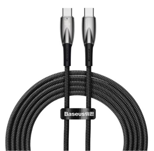 Baseus Glimmer Series Siyah CADH000801 2Mt 100W  PD Type-C To Type-C Şarj Kablosu Örgülü