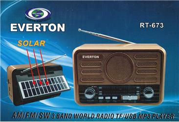 Everton Rt-673 Bluetooth Fm-Usb-Tf- Şarjlı Solar Nostaljik Radyo