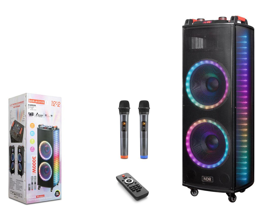 Nodar NDR1212S 12" Bluetooth Speaker Mikrofonlu Uzaktan Kumandalı 2x12" 400-330-1090MM