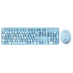 Everest ROUND KM-6282 Renkli Tuşlu Mavi Kablosuz Q Multimedia Klavye + Mouse Set