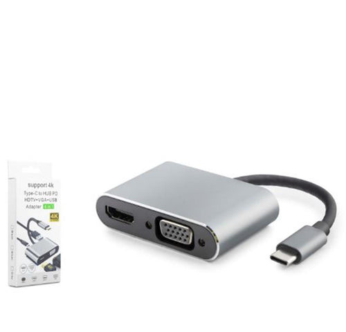 HADRON HDX7839 TYPE-C TO HUB HDTV 4K 30HZ + TYPE-C + USB + VGA 4IN1 GRİ
