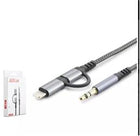 HADRON GJ-027 3.5MM TO TYPE-C + LIGHTNING KABLO AUX CAR SİYAH