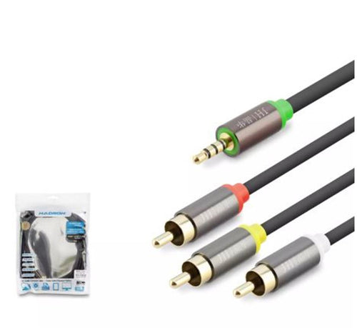 HADRON HDX1065 3.5MM TO 3RCA KABLO 2LINE GOLD 3M SİYAH