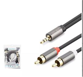 HADRON HDX1068 3.5MM TO 2RCA KABLO 2LINE GOLD 3M SİYAH