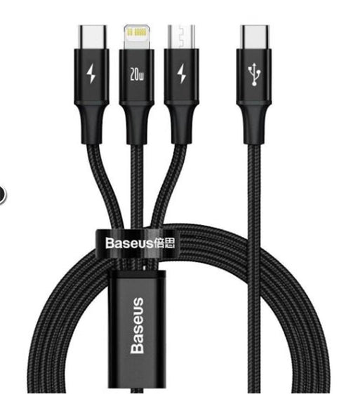 Baseus CAMLT-SC01 20W 1,5m Rapid 3in1 Şarj Kablosu Siyah