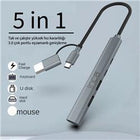 Inca IUTP-06TX 5in1 USB 3.0 + 2xUSB 2.0+Type-C+PD 100W USB+Type-C Çoklayıcı 3.0 ile 5 Gbps