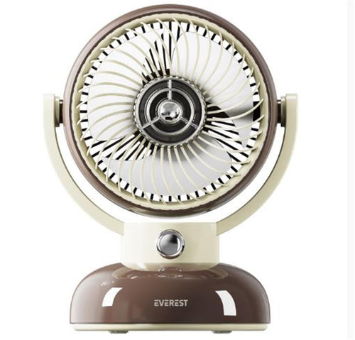Everest EFN12 Kahve 1200mAh 3 Hız Kademe Led Işıklı Retro Masaüstü Usb Fan