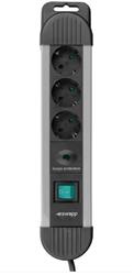 S-link SPGKS03 1.5m 3G1.5mm2 900 Joule 3Lü Akım Kor. Gri Priz Çoklayıcı
