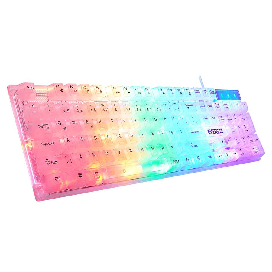 Everest KB-24 Beyaz Rainbow Q Membrane Oyuncu Klavyesi