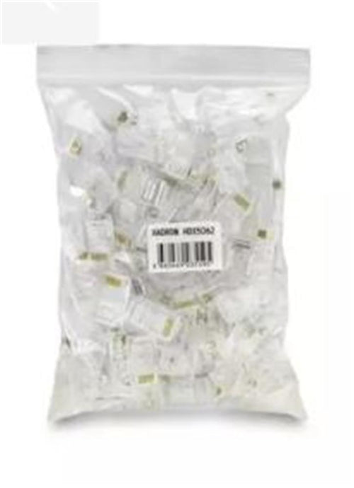 Hadron Hdx5063 Cat6 Konnektör Ez Rj45 Delikli 100Lü Paket Şeffaf