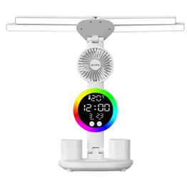 S-link SL-M9070 Glow Beyaz Dokunmatik Led Lamba Saat, Fan,Derece Kalemlikli Masa Lambası