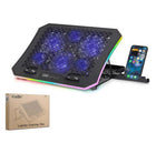 Hadron Dcxaa8 Notebook Soğutucu 6-Fan + Telefon Standı 14-18 RGB Siyah