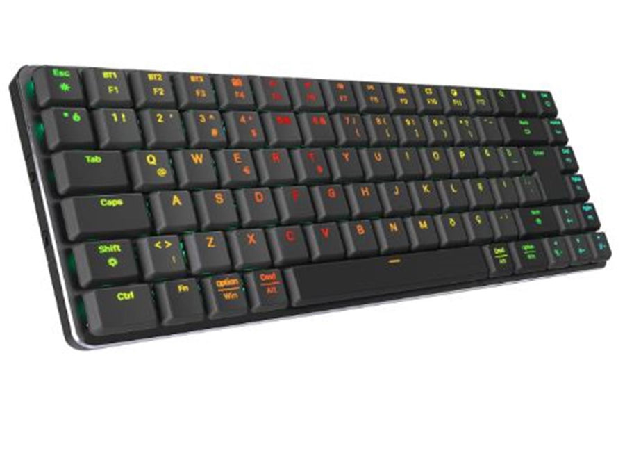 Rampage W-GRANITE Siyah-Gri Low Profile BLUE SWITCH Mekanik Gaming Oyuncu Klavye Q RGB 2,4 ghz+ BT