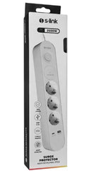 S-link SPG3-PD20  PD20W H05VV-F 3G1.0mm, 1.5m 3 lü 306 J Akım Korumalı Beyaz + Gri Priz