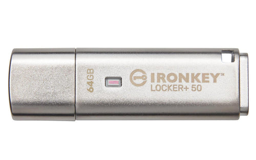 Kingston IKLP50-64GB 64GB IronKey Locker Plus 50 AES-256 FIPS 197 USBtoCloud Flash Bellek
