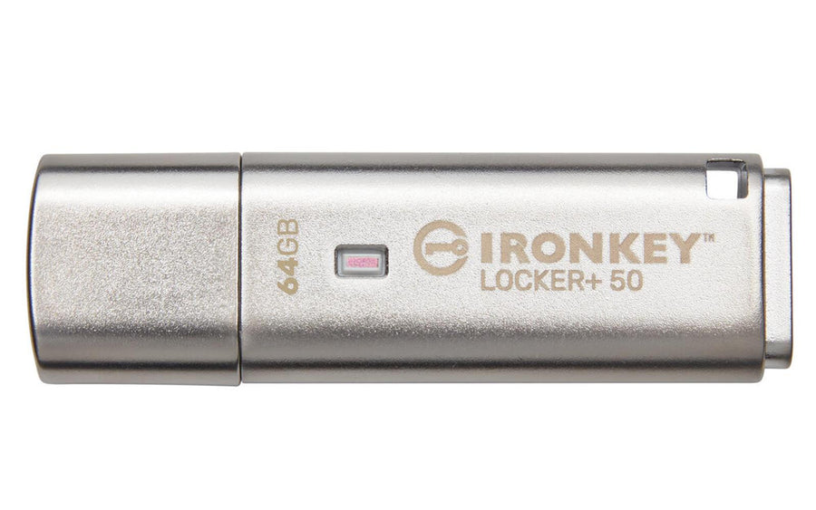 Kingston IKLP50-64GB 64GB IronKey Locker Plus 50 AES-256 FIPS 197 USBtoCloud Flash Bellek