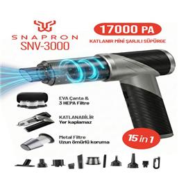 Snapron SNV-3000 17000PA 2000Mah 15in1 Güçlü Vakum Ve Üflemeli Şarjlı Katlanabilir Araç Süpürgesi