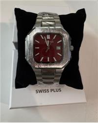 Swiss Plus Man Watch Premium Seri Model-9 RS23146 Bordeaux-Silver