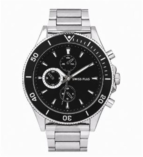 Swiss Plus Man Watch Basic Seri Model-10 ST3516AGS Lüx Black-Silver