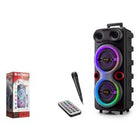 KIMISO QS84 Bluetooth Hoparlör FM Radyo 2x8 İnç TWS USB TF AUX RGB Mikrofonlu Kumandalı - Siyah