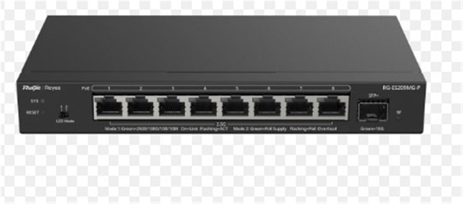 Ruijie-Reyee RG-EG209MG-P 9Port 10-100-1000Mbps Yönetilebilir Switch 1 x10G SFP 8 Port Poe+130W
