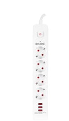 S-link SPG403U 1.5m 1.5mm 100 yüzde  Bakır 750 Joule 3 Usb 5V2.4A 4lü Anahtarlı Akım Korumalı Priz