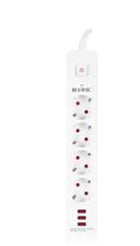 S-link SPG403U 1.5m 1.5mm 100 yüzde  Bakır 750 Joule 3 Usb 5V2.4A 4lü Anahtarlı Akım Korumalı Priz
