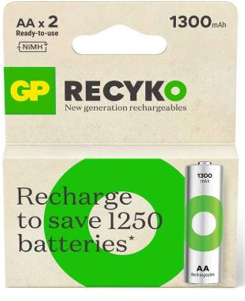 GP AA 1300 mAh Şarjlı Kalem Pil 2'li Paket GP130AAHCEMTR-2GB