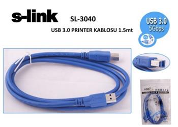 S-link SL-3040 1.5mt Usb 3.0 mavi Yazıcı Kablosu