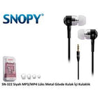 Snopy SN-322 Kulak İçi Kulaklık Siyah Metal Gövde Kulaklık