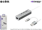 S-link Swapp SW-U222 Type-c Usb 2.0 10-100mbps 3 Port Usb Ethernet Adaptör