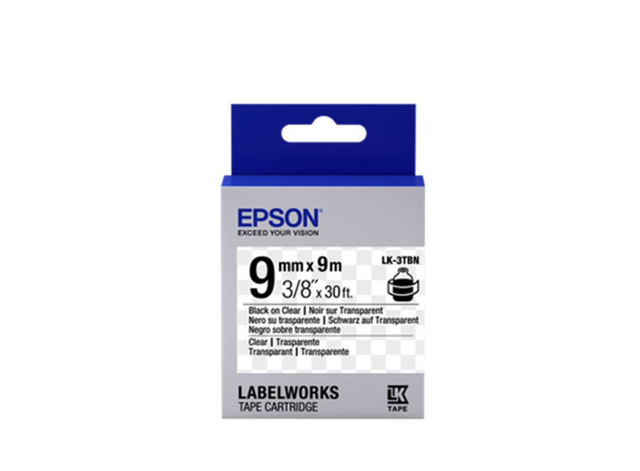 Epson LK-3TBN Şeffaf Üzeri Siyah 9mm 9Metre Etiket