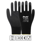 Beybi 7 Beden 12li Paket  Poliüretan Kaplı Pu Touch Siyah Montaj Eldiven  EN388 (3121X)
