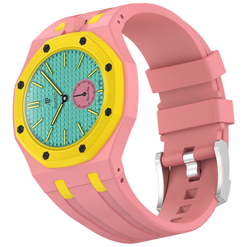 AP-Swatch Royal Pop 12 Zore KRD-158 Silikon Kordon - Pembe-Sarı