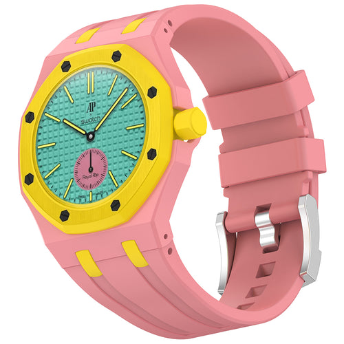 AP-Swatch Royal Pop 3 Zore KRD-158 Silikon Kordon - Pembe-Sarı